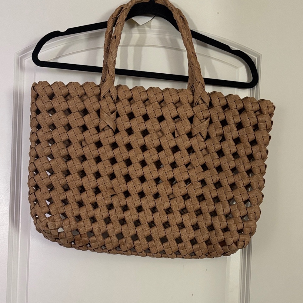 Elegant Brown Woven Tote Bag